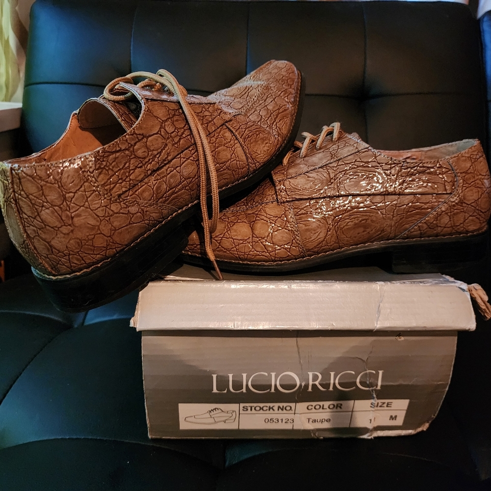 lucio ricci Mens Oxford Gator Croco Dress Church Shoes 11
